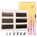 DIY eyelash extension kit with 30D-100D lash clusters, bond & seal, and pink tools - Lashes And Pink Four Tools