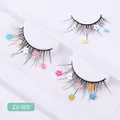 Dramatische falsche Wimpern mit bunten fünfblättrigen Blumen in weißem Tray ZS-005 - Macaron Blumen Dekorstil (ZS-005)