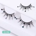 Halloween künstliche Wimpern mit Herz-Pailletten-Dekoration im Set 1 Paar ZS-006 - Schlichter Schwarzes Herz Pailletten Stil (ZS-006)