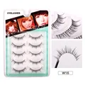 Five pairs of W16 Little Devil manga eyelashes with natural clear band and cross weaving - Natural Long Style (w16) / 5 Pairs Set