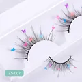 Halloween künstliche Wimpern mit bunten Mini-Schmetterlingen und langen Fasern ZS-007 - Bunte Schmetterling Faser Stil (ZS-007)