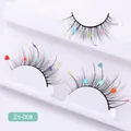 Halloween künstliche Wimpern mit bunten Herz-Pailletten für festliche Augen Make-up Dekoration - Süßer Bunte Herz Pailletten Stil (ZS-008)