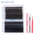 300 clusters DIY eyelash extension kit with 60D 80D lashes glue and tweezers - Diy-set-251 [300 Clusters] + Pink Set