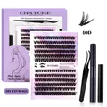 Kit extension ciglia fai-da-te con ciuffi 40D pinzette e colla bond seal set - Stile Ultra Voluminoso (DIY-TZYW-023) / Vassoio Stile Singolo 40D