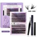 Kit extension ciglia fai-da-te con ciuffi 30D e 40D, include pinzette e colla speciale - Stile 3D Dimensionale (DIY-TZYW-024) / Confezione Mista 30D+40D