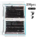 Set di 238 ciglia finte a ciuffetti singoli 80D e 100D con effetto fibre 3D - Scatola per Ciglia Singola (DIY-SET-264) / 238 Ciuffetti (80D+100D)
