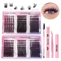 Kit ciglia finte fai-da-te con colla, pinzetta e solvente in nero da 10 a 18mm - Ciglia E Strumenti Rosa (DIY-JMS-235)