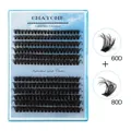 Kit de pestañas postizas individuales 60D y 80D con largos de 10 mm a 16 mm - 10mm-16mm Mezclado (DIY-SET-262) / Negro