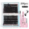 Kit extension ciglia finte fai-da-te con 238 ciuffi 80D 100D e accessori - Set Strumenti Rosa (DIY-SET-264) / 238 Ciuffetti (80D+100D)