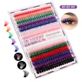 DIY Bunte Cluster Wimpern-Set mit flauschigem 60D 80D Volumen in lebhaften Mischfarben - Bunter Stil (DIY-DET-247) / Einzelbox Wimpern