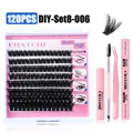 Kit extension ciglia fai-da-te 120 pezzi con colla, sigillante e solvente rosa - Stile Unico Dimensionale 3D Con Strumenti Rosa (DIY-SET8-006)