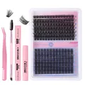 DIY eyelash extension kit with glue, remover, tweezers, and individual lash clusters - DIY-SET-270 (Pink Tool Set)