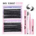 Kit extension ciglia fai-da-te con 204 cluster, pinzette rosa, colla e solvente - DIY-TZ057 Con Strumenti Rosa