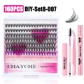 Set extension ciglia finte fai da te con 160 segmenti colorati e strumenti rosa - Stile Misto Nero Rosa Viola Strumenti Rosa (DIY-SET8-007)