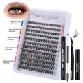 Kit de faux cils individuels avec colle à double embout, dissolvant et pince de précision - DIY-SET-226 (30D) Avec Kit d'Outils Noir 4 Pièces