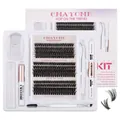 CMAYOME DIY Wimpernverlängerungs-Set mit 10-16mm Clustern und Bond-Seal-Zubehör - Natürliches Schwarz Komplettes Werkzeugset (DIY-TZYW-048) / Komplettes Verlängerungsset (Inklusive Kleber/Entferner)