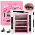 Σετ βλεφαρίδων DIY με διάφορα μήκη, κόλλα, αφαιρετικό και επαγγελματικό τσιμπιδάκι - Μαύρο Κιτ Εργαλείων Τεσσάρων Τεμαχίων (DIY-TZYW-060)