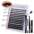 Kit d'extensions de cils DIY 240 pièces 8-16mm avec applicateur et colle pour cils - DIY-SET-229 (60D) Avec Kit d'Outils Noir 4 Pièces