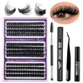 DIY wimperverlenging set met zwarte individuele wimpers, lijm en een pincet - Zwarte Gereedschappen (DIY-WH12-069)