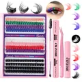 Σετ DIY για έγχρωμα extensions βλεφαρίδων με βλεφαρίδες 10-16mm και ειδικά εργαλεία - Ροζ Εργαλεία (DIY-WH12-070)
