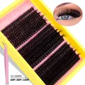 DIY eyelash extension kit with 10-16mm black clusters and pink tweezers - No.312 Eyelash Tray / Lash Tray And Tweezer