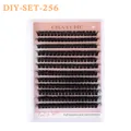 DIY μεμονωμένα τουφάκια βλεφαρίδων 10mm έως 16mm για φυσική εμφάνιση με όγκο - 12 Σειρές Μονό Κουτί - Μαύρο (DIY-SET-256)