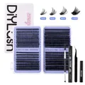DIY cluster wimperextensie kit met 10-18mm zwarte wimpers, lijm, sealer en pincet - Hoge Dichtheid Set Met Zwarte Gereedschapsset (DIY-JMS-043)