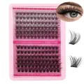 DIY cluster wimpers set met gemengde lengtes 10-18mm in een roze transparante tray - Enkele Wimpertray (DIY-SET-324)