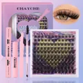 DIY cluster eyelash extension kit with glue remover tweezers and fluffy mixed lashes - Fluffy Thick Mixed Set - Full Accessories (DIY-TZYW-064)
