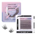 Kit d'extension de cils DIY avec colle et pince dans boîte cœur, cils style mixte - 058 Noir (DIY-TZYW-058)