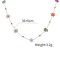 Detail showing 36+5cm length of colorful flower bracelet with gold beads for women - Colorful Flower Necklace (2071) / Gold