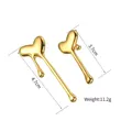 Lava heart gold plated earrings in molten metal style, 4.7cm and 3.7cm asymmetrical drops - Asymmetric Lava Heart Stud (Large)