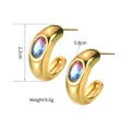18K vergoldete dicke Creolen mit buntem Zirkonia, Maße 2,2cm Höhe und 0,8cm Breite Ansicht - Gradient Zauberfarbe Edelstein Reifen Stil (E715)