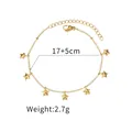 Goldenes Sternarmband mit verstellbarem Karabinerverschluss und 17+5cm Verlängerung - Pentagramm Anhänger Stil (B1020-wujiaoxin)