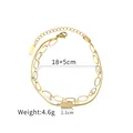 Elegant 14K gold plated stainless steel double-layered bracelet with zircon stone - Snake Chain Link Double Layer Style (B1024)