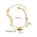 Double-layer gold plated stainless steel bracelet with ladybug and star charms - Ladybug Star Double Layer Style (B1016)