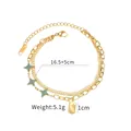 Detail of layered gold stainless steel bracelet with blue star charms and 16.5+5cm chain - Blue Enamel Star Layered Style (B1011-02Lan)