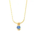 Vergoldete Edelstahlkette mit rundem, tiefblauem Geburtsstein-Anhänger für Damen - März Gold