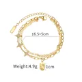 Mehrlagiges vergoldetes Edelstahlarmband mit Sternanhängern und Diamantakzenten - Gold Mehrlagiger Stern Stil (B1011-02Bai)