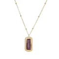 Bohemian gold plated stainless steel necklace with rectangular purple natural stone pendant - Rectangle Purple Stone Necklace