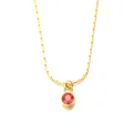 Collier en acier inoxydable plaqué or avec pendentif pierre de naissance rouge ronde - Juillet Or