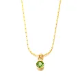 Collier en acier doré avec pendentif rond serti d'une pierre précieuse verte facettée - Août Or