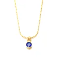 Collier en acier inoxydable doré avec pendentif rond en pierre de naissance bleue - Septembre Or