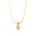 Collier minimaliste plaqué or avec pierre de naissance rose et chaîne serpent plate - Octobre Or