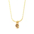 Collier en acier inoxydable doré avec un pendentif rond en pierre de naissance champagne - Novembre Or