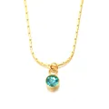 Collier en acier inoxydable doré orné d'un pendentif rond serti d'une pierre bleue brillante - Décembre Or
