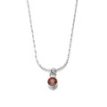 Collier minimaliste en acier argenté avec un pendentif rond en pierre de naissance rouge - Janvier Argent