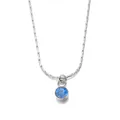 Collier minimaliste en acier inoxydable doré avec pendentif pierre bleue ronde - Mars Argent
