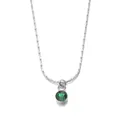 Collier en acier argenté avec pierre ronde vert émeraude sertie clos élégant - Mai Argent