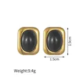 Retro Ohrringe mit 18K Vergoldung, schwarzem Stein und Maßen von 1,9cm Höhe - Retro Schwarzer Cabochon Hauptstein Stil (E688)